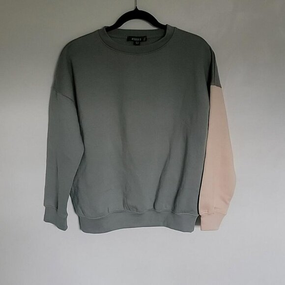 Missguided Colorblock Green and Biege Sweat Shirt Size 6 NWT - Picture 5 of 5